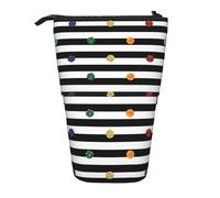 HKHLHLH Estuche telescópico para lápices con diseño de lunares, color blanco y negro con purpurina, para niñas, niños y estudiantes, Black, Talla única, Organizador de bolsas