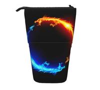HKHLHLH Fire and Ice Dragons - Estuche telescópico para lápices de pie, para niñas, niños y estudiantes, Black, Talla única, Organizador de bolsas