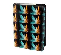 HKHLHLH Fire and Water Phoenix - Funda para pasaporte de 5.5 pulgadas con organizador de tarjetas de crédito para viajes, Black, Talla única