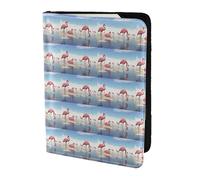 HKHLHLH Flock of Pink Flamingos On The Beach - Funda para pasaporte de 5.5 pulgadas con organizador de tarjetas de crédito para viajes, Black, Talla única
