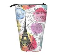 HKHLHLH French Paris Tour Torre Eiffel - Estuche telescópico para lápices, bolsa de cosméticos desplegable para niñas, niños y estudiantes, Black, Talla única, Organizador de bolsas