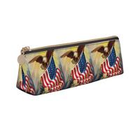 HKHLHLH Funda de piel con cremallera y diseño de águila y bandera de Estados Unidos, práctico estuche para lápices para niños, para la escuela y la oficina, White, Talla única, Neceser de maquillaje