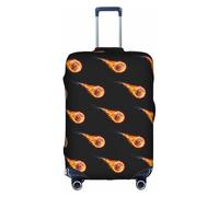 HKHLHLH Funda elástica para maleta con estampado de baloncesto en llamas con cremalleras laterales invisibles, protege el equipaje de arañazos del polvo, White, XL