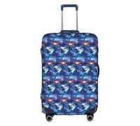 HKHLHLH Funda elástica para maleta con estampado de delfines de galaxia con cremalleras invisibles laterales impresas, protege el equipaje de arañazos del polvo, White, L