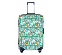 HKHLHLH Funda elástica para maleta con estampado de eslóganes hawaianos con cremalleras invisibles laterales impresas, protege el equipaje de arañazos del polvo, White, XL