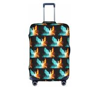 HKHLHLH Funda elástica para maleta con estampado de fénix de fuego y agua, con cremalleras invisibles laterales impresas, protege el equipaje de arañazos del polvo, White, XL
