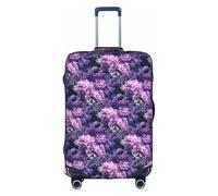 HKHLHLH Funda elástica para maleta con estampado de flores moradas con cremalleras invisibles laterales impresas, protege el equipaje de arañazos del polvo, White, L