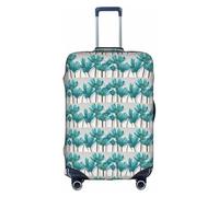 HKHLHLH Funda elástica para maleta con estampado floral en color verde azulado y blanco con cremalleras laterales invisibles, protege el equipaje de arañazos del polvo, White, XL
