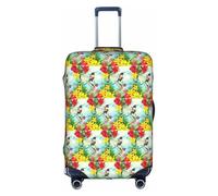 HKHLHLH Funda elástica para maleta, diseño de colibríes con estampado de hibisco y flores rojas con cremalleras laterales invisibles, protege el equipaje de arañazos del polvo, White, XL
