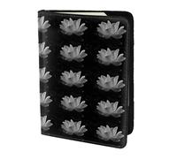 HKHLHLH Funda para pasaporte con estampado de flores blancas y negras de 5.5 pulgadas con organizador de tarjetas de crédito para viajes, Black, Talla única