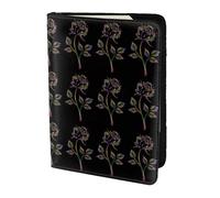 HKHLHLH Funda para pasaporte con estampado de flores negras y doradas de 5.5 pulgadas con organizador de tarjetas de crédito para viajes, Black, Talla única