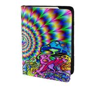 HKHLHLH Funda para pasaporte con estampado de mandala colorido de hongos abstractos de 5.5 pulgadas con organizador de tarjetas de crédito para viajes, Black, Talla única