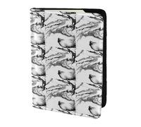 HKHLHLH Funda para pasaporte con estampado de mármol blanco y negro de 5.5 pulgadas con organizador de tarjetas de crédito para viajes, Black, Talla única