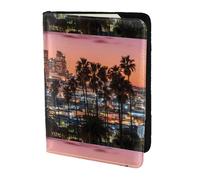 HKHLHLH Funda para pasaporte con estampado de palmeras de Los Ángeles de 5.5 pulgadas con organizador de tarjetas de crédito para viajes, Black, Talla única