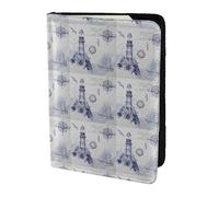 HKHLHLH Funda para pasaporte con impresión de brújula náutica de barco de vela de 5.5 pulgadas con organizador de tarjetas de crédito para viajes, Black, Talla única