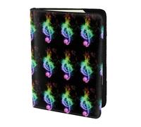 HKHLHLH Funda para pasaporte con impresión de notas musicales coloridas de 5.5 pulgadas con organizador de tarjetas de crédito para viajes, Black, Talla única