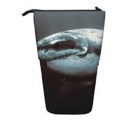 HKHLHLH Great White Shark - Estuche telescópico para lápices de pie, para niñas, niños y estudiantes, Black, Talla única, Organizador de bolsas