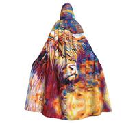 HKHLHLH Highland Cow - Capa larga unisex con capucha para disfraz de Halloween, capa con capucha