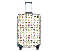 HKHLHLH Introducción de varios vegetales con impresión de maletas elásticas con cremalleras invisibles laterales impresas, protege el equipaje de arañazos de polvo, White, XL