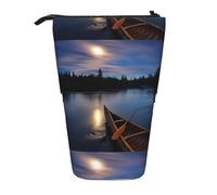 HKHLHLH Moonlit Canoe Allagash River - Estuche telescópico para lápices, bolsa de cosméticos desplegable para niñas, niños y estudiantes, Black, Talla única, Organizador de bolsas