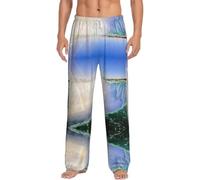 HKHLHLH Niagara Falls - Pantalones de dormir con cintura elástica para hombre, pantalones de pijama de franela, suaves y cómodos, Negro, XXL