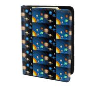 HKHLHLH Outer Space - Funda para pasaporte con impresión del sistema solar de 5.5 pulgadas con organizador de tarjetas de crédito para viajes, Black, Talla única