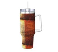 HKHLHLH Prinitng - Taza de café de acero inoxidable de 1,134.0 g con asa y tapa, a prueba de fugas, reutilizable