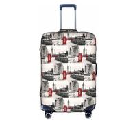 HKHLHLH Red Phone Booth London Street - Funda elástica para maleta con cremalleras laterales invisibles, protege el equipaje de arañazos del polvo, White, L