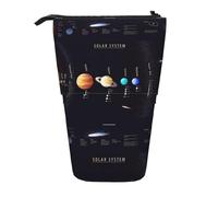 HKHLHLH Solar System Jupiter Saturn - Estuche telescópico para lápices, bolsa de cosméticos desplegable para niñas, niños y estudiantes, Black, Talla única, Organizador de bolsas