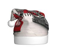 HKHLHLH Sombrero de Navidad rojo con estampado de cabina de teléfono de Londres, ideal para ceremonias anuales de Año Nuevo, reuniones festivas, fiestas, accesorios