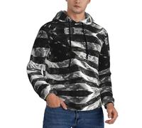HKHLHLH Sudadera con capucha para hombre con estampado de la bandera americana, de camuflaje, ajuste holgado, con cordón, suave, con bolsillo, Negro, M