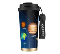 HKHLHLH Taza de viaje de café con sistema solar del espacio exterior, taza de acero inoxidable 316 con cordón, caliente y helado, vaso aislado