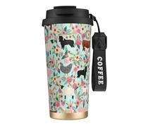 HKHLHLH Taza de viaje de café de animales de granja, taza de acero inoxidable 316 con cordón, caliente y helado, vaso aislado