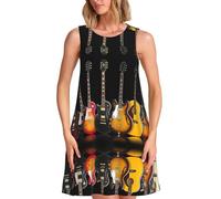 HKHLHLH Vestido de verano para mujer, estilo casual, sin mangas, cuello redondo, vestido largo para playa, para vacaciones, Negro, XL