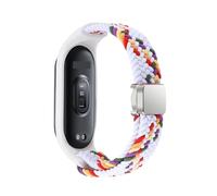 HKIDKK Braided Strap for Xiaomi Mi Band 8 Elastic Nylon Solo Loop Adjustable Watch band Magnetic Buckle bracelet for Miband 8 NFC Watchbands(White rainbow,For Miband 8)