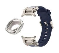HKIDKK Caja de metal Correa de caucho fluorado para Samsung Galaxy Watch 7 Ultra 47 mm Funda protectora de metal Pulsera deportiva para Galaxy Ultra 47 mm Correas de reloj FKM(Blue Ti)