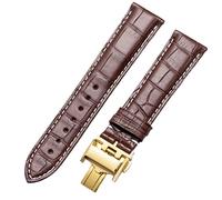 HKIDKK Correa de piel auténtica para reloj Longines con hebilla de mariposa macho y hembra, 19mm, Ágata