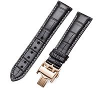 HKIDKK Correa de piel auténtica para reloj Longines con hebilla de mariposa macho y hembra, 21mm, Ágata