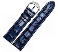 HKIDKK Correa de reloj de cuero genuino de moda con personalidad clara de textura de cocodrilo, correa de reloj de pulsera de 18 mm, 20 mm, 22 mm, azul, 22mm gold clasp, Agate