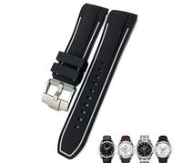 HKIDKK Correa de reloj de silicona de goma de 23 mm y 24 mm para Tissot T035 T035627 con hebilla de mariposa de repuesto, color negro y azul, 24mm Black clasp, Ágata