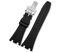 HKIDKK Correa de reloj para AP 15703 15710 26703 Royal Oak Offshore, correa de goma para hombre, 28 mm, pulsera negra, hebilla plegable con herramientas, 28mm, Ágata
