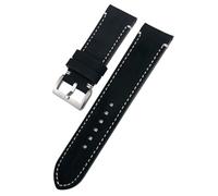 HKIDKK Correas de reloj de piel de vaca auténtica, 23mm, 22mm, para Zenith, Tudor, Black Bay, bronce, Blancpain, correa de reloj de cuero marrón hecha a mano(Black white silver,22mm)