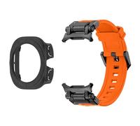 HKIDKK Funda con correa 2 en 1 para Samsung Galaxy Watch 7 Ultra 47mm pulsera de silicona funda protectora de pantalla para Galaxy Watch 7 Ultra WatchBands(Orange black)