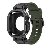 HKIDKK Funda con correa para Apple Watch Band Ultra 2, 49mm, 44mm, 45mm, funda protectora de TPU, pulsera de silicona para IWatch Series 9, 8, 7, 6, 5, 4 correas de reloj(B-Green,44mm)