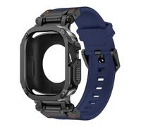 HKIDKK Funda con correa para Apple Watch Band Ultra 2, 49mm, 44mm, 45mm, funda protectora de TPU, pulsera de silicona para IWatch Series 9, 8, 7, 6, 5, 4 correas de reloj(B-Blue,45mm)