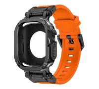 HKIDKK Funda con correa para Apple Watch Band Ultra 2, 49mm, 44mm, 45mm, funda protectora de TPU, pulsera de silicona para IWatch Series 9, 8, 7, 6, 5, 4 correas de reloj(B-Orange,44mm)