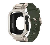 HKIDKK Funda con correa para Apple Watch Band Ultra 2, 49mm, 44mm, 45mm, funda protectora de TPU, pulsera de silicona para IWatch Series 9, 8, 7, 6, 5, 4 correas de reloj(Ti-Green,49mm)