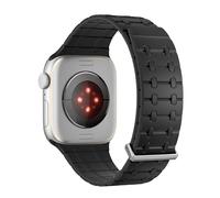 HKIDKK Para Apple Watch band 49mm 46mm 45mm 44mm 42mm correas de reloj magnéticas de silicona décima correa de silicona impermeable(Black,42/44/45mm)