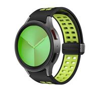 HKIDKK Silicone Strap for Samsung Watch 4/5/6 40 44mm 5 Pro 45mm Band Magnetic Buckle Galaxy Watch 4/6Classic 42 43MM 46 47MM Watchbands(Black green,Watch 4 5 40mm 44mm)