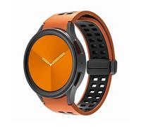 HKIDKK Silicone Strap for Samsung Watch 4/5/6 40 44mm 5 Pro 45mm Band Magnetic Buckle Galaxy Watch 4/6Classic 42 43MM 46 47MM Watchbands(Orange black,Watch 6 40mm 44mm)